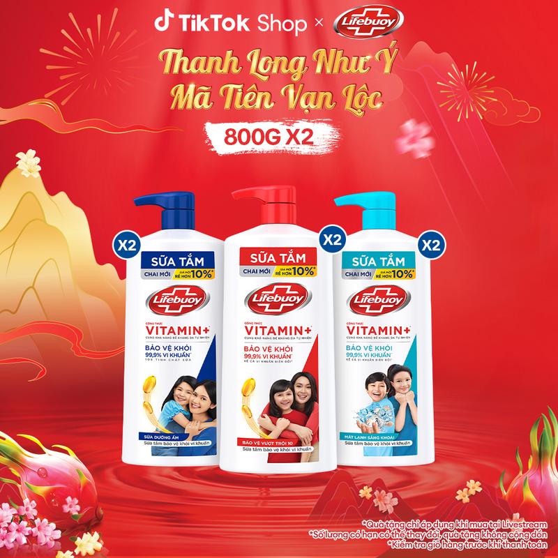 Combo 2 Sữa Tắm Lifebuoy Công thức Vitamin+ Hỗ Trợ Bảo Vệ Khỏi Vi Khuẩn Biến Đổi Chai 800G x2 1