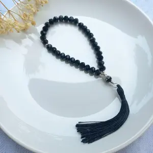 Tasbih Zikir 33 Butir Bahan Kristal Kaca Premium / Tasbih Perlengkapan Sholat Untuk Muslim / Souvenir Tasbih Pernikahan Terlaris Cantik Haji Hitam Umroh Motif Putih