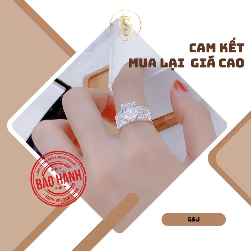 Nhẫn Bạc 925 Nữ Đá Chủ Cao Bốn Trấu Thân Năm Hàng Đá Nhỏ Khắc Chữ S, Sử Dụng Hàng Ngày Không Cần Kiêng Nước - GSJ - R4202001 4