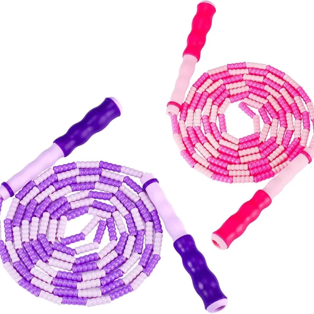 New Soft Beaded Segment Tangle-Free Rope Skipping Anti-Skid Segmented Beaded Jump Rope Adjustable Exercise Equipment Bamboo Jumping Rope for kids, women, men
