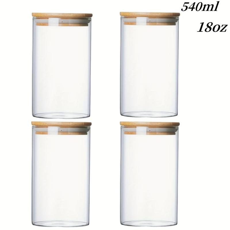 Product Introduction of Glass Storage Jar with Wooden Lid, 1/2/3/4 Counts Clear Food Storage Container, Home Food Storage Box for Spice, Tea, Coffee, Spice, Candy, Cookie, Really Useful Boxes 6