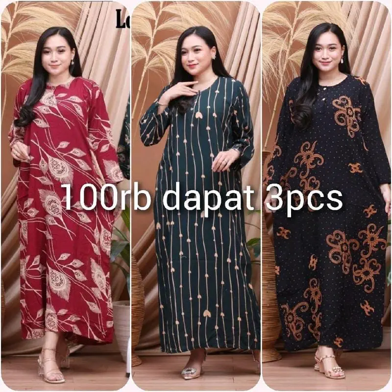 100 RB ISI 3 PCS LONGDRES CABUTAN BUSUI kancing depan Dress Wanita Kancing Panjang 0