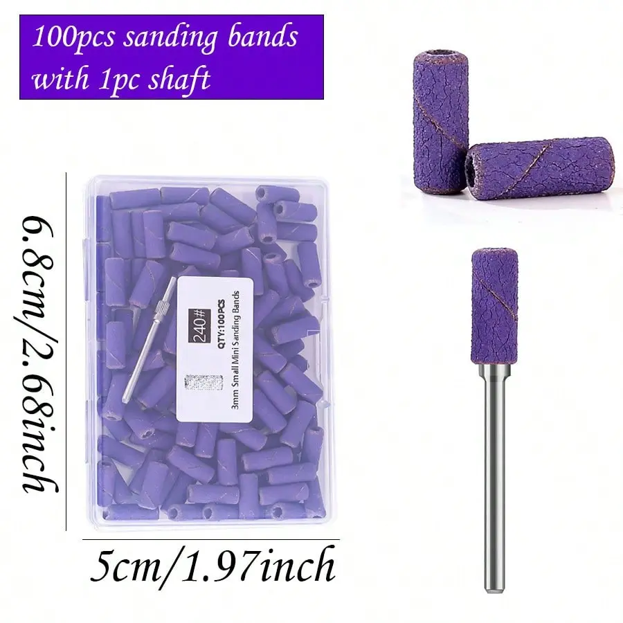 100Pcs Professional 180# 240# Nail Drill Sanding Bands, Unscented Nail Drill Bits for Manicure and Pedicure Tools Cutics