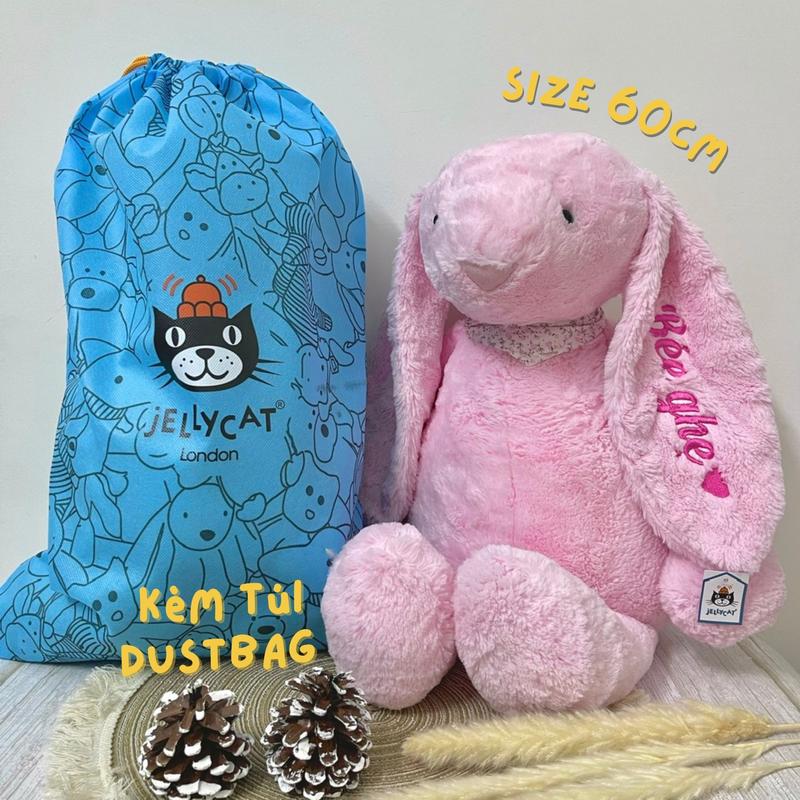 [THỎ 60CM+JELLYCAT DUSTBAG] Thỏ bông tai dài Bunni Jellycat thêu tên theo yêu cầu Size 60 cm; khắc tên theo yêu cầu;  tặng kèm khăn  Thỏ bông lông mềm thêu tên cho bé theo yêu cầu, Qùa tặng ý nghĩa  gấu  khắc gấu  thỏ gấu  khắc Toy Thú Bông Đồ Chơi Voi