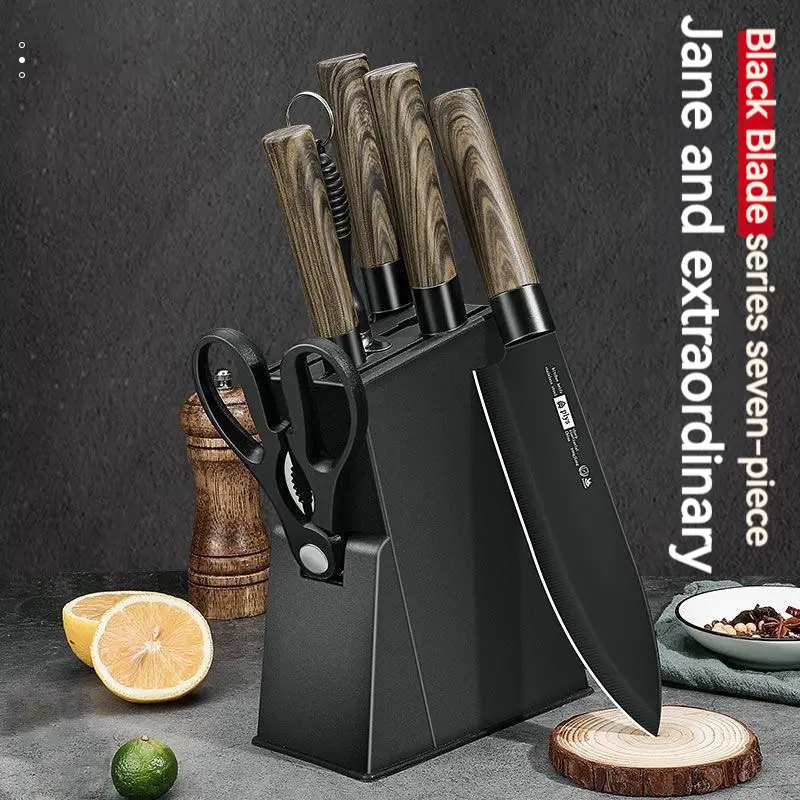 German Kitchen Knife Stainless Steel Chopping Knife Fruit Knife Chopper Boning Knife Black Blade Knife Set Holder Knife Block Knives Wood Wooden Kitchen Knives