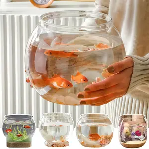 Vixplorn   Akuarium Toples Plastic Ikan /Hias Aquarium Bulat Aquarium/Akuarium Ikan Hias Kecil/ Wadah Tanaman Hias Hidroponik
