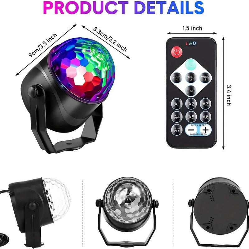 7 Colors Strobe Light Sound Activated Stage with Remote Control Disco Ball Lamps for Home Room Parties Kids Birthday Wedding Bar 3
