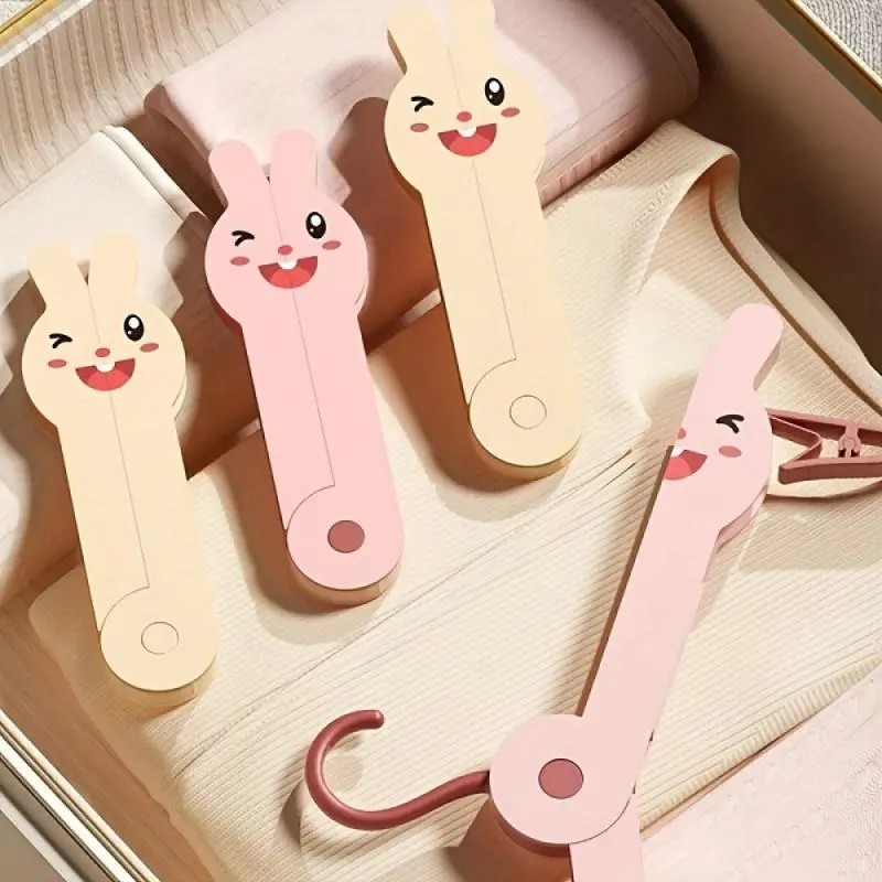 Cute Rabbit Design Folding Travel Hanger, 2pcs Portable Lightweight Hanger, Anti-slip Hanger for Travel, Home Organizer, Hanging