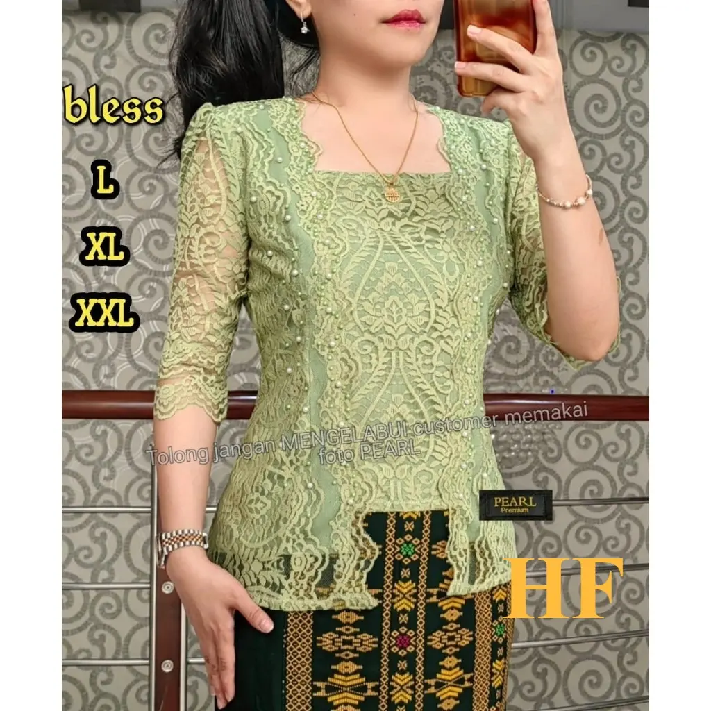 HF ATASAN KARTINI MUTIARA PAYET/BLUS KEBAYA PESTA MEWAH Seragam Wanita Baju Brokat Kondangan Dress Batik