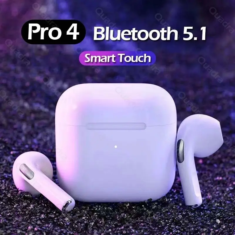 【NewTopiaa】Pro 4 Headset Bluetooth TWS with Mic Smart Touch Control Earphone Bluetooth Stereo Handset Wireless Earbudz Olahraga Tahan Air