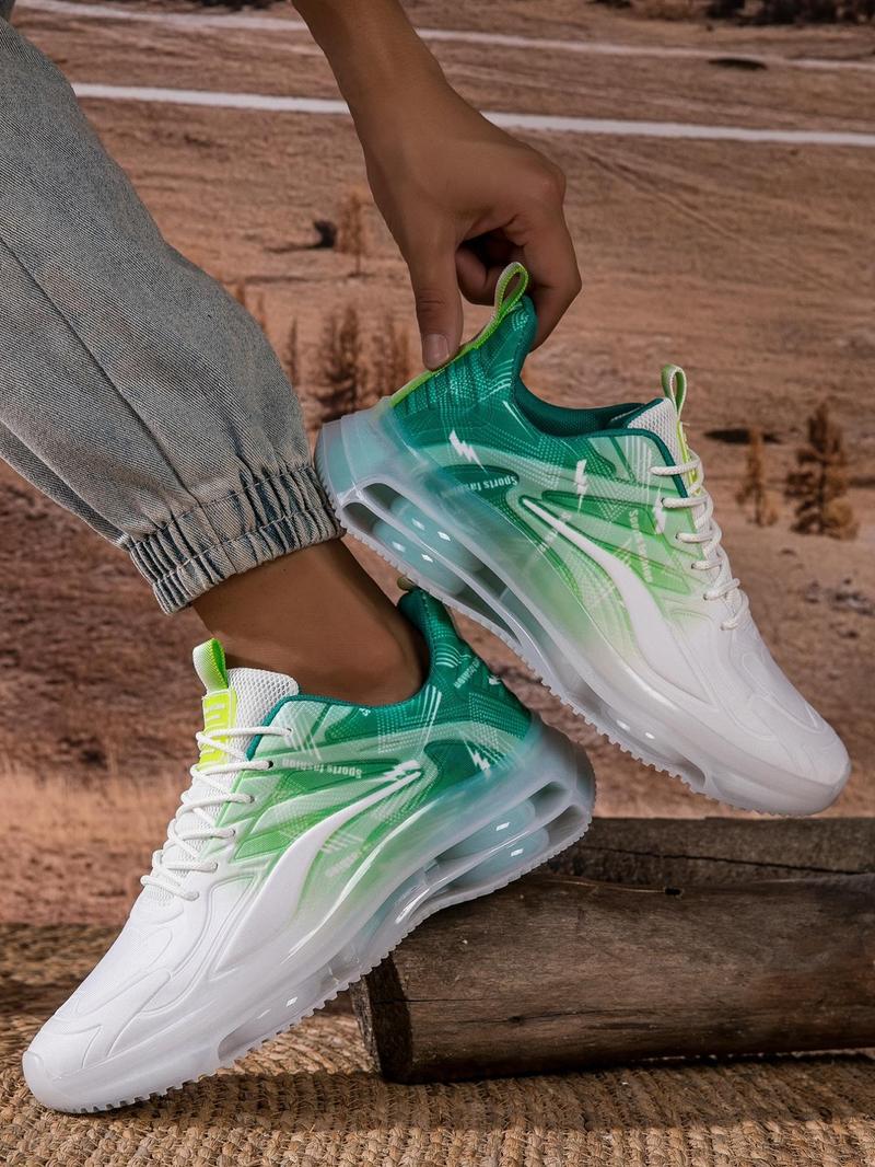 Product Introduction of Men's Fashionable Ombre Pattern Lace Up Air Cushion Running Shoes, Casual Breathable Comfortable Wear-Resistant Sports Shoes, All-Match Outdoor Running Shoes for Daily Wear 4