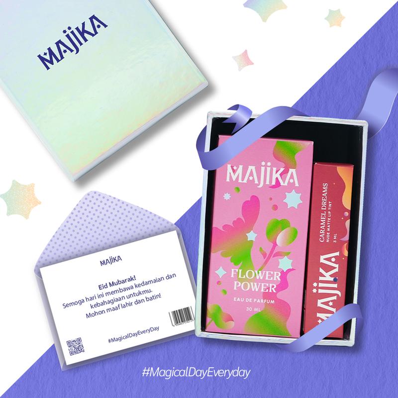 MAJIKA Aura Kit Gift Box |KADO ULANG TAHUN|HANYA UNTUKMU|SELAMAT | [Flower Power EDP + Lip Tint Caramel Dreams + Box + Gift Card] | Parfum Unisex Tahan Lama 2
