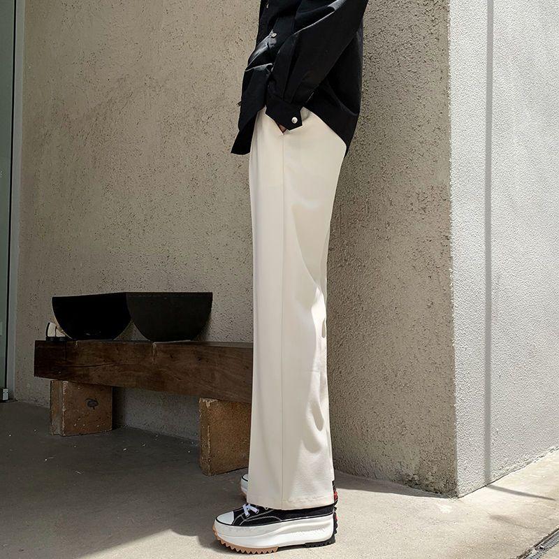 Product Introduction of Men's Spring Summer Wide Leg Dress Pants - Korean Style Loose Fit High Waist Office Trousers |   Trendy DK Straight Cut Formal Casual Pants for Students & Work 9