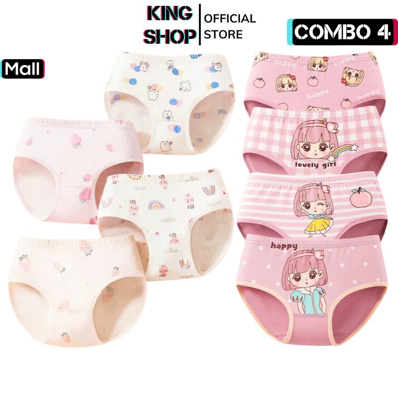 Set 4 quần chip bé gái (size từ 10-47kg) đáy quần 2 lớp - Bảo vệ và tập cho bé thói quen tốt từ sớm - Quần lót cho bé chất liệu cotton an toàn cho da nhạy cảm -- KING SHOP quanchip be quanchi ptreem sét quần chíp bé gái