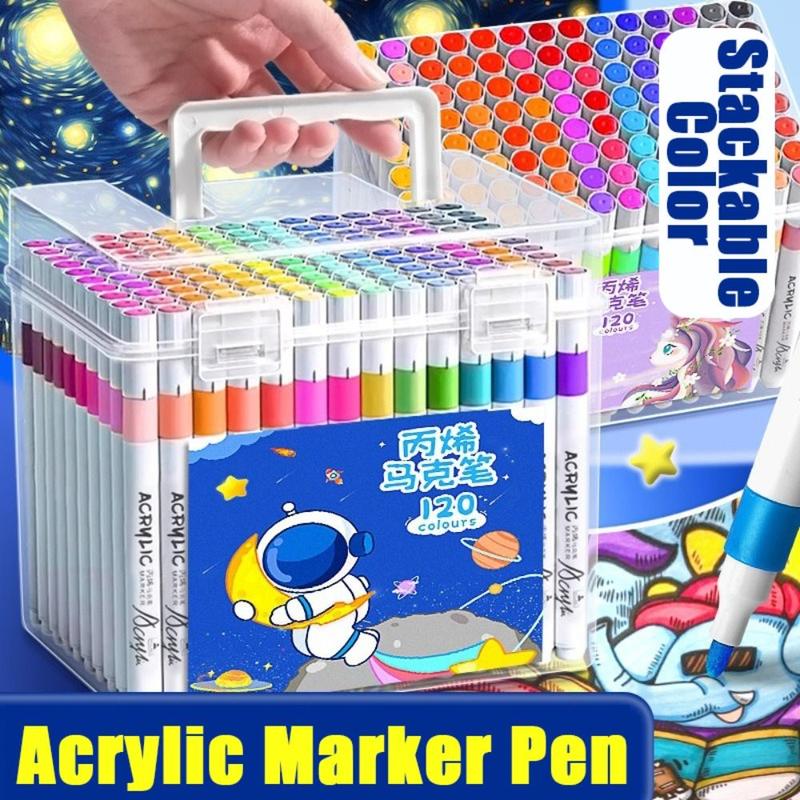12-120 Colors High Quality Washable Acrylic Marker Pen Stackable ...
