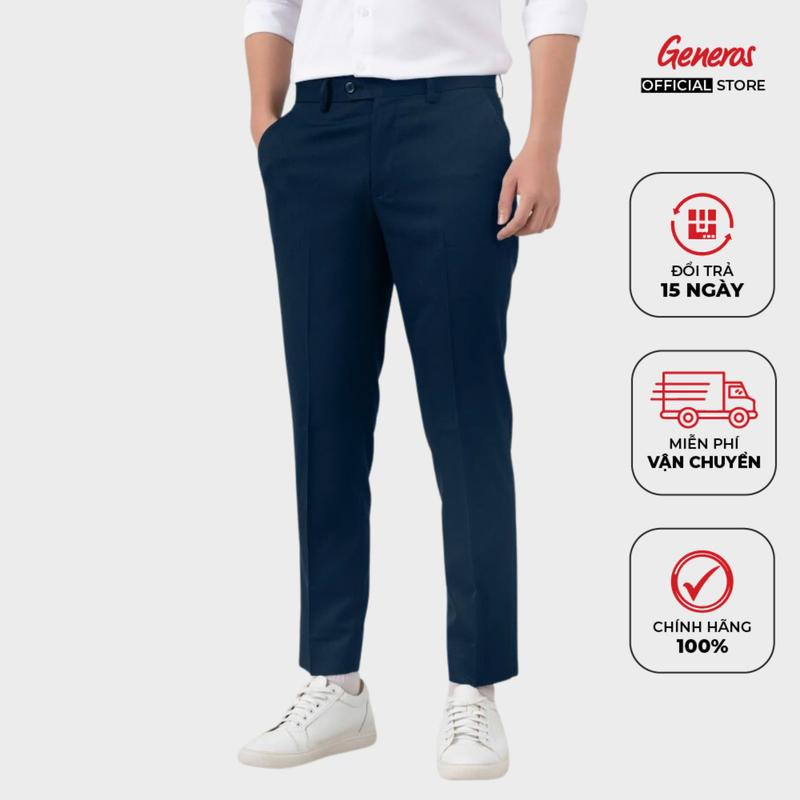  Quần Âu Nam Generos Form Suông Vừa Sang Trọng Phù Hợp Đi Làm Công Sở Màu Xanh Tím Than Xanh Dương 020123453MF 