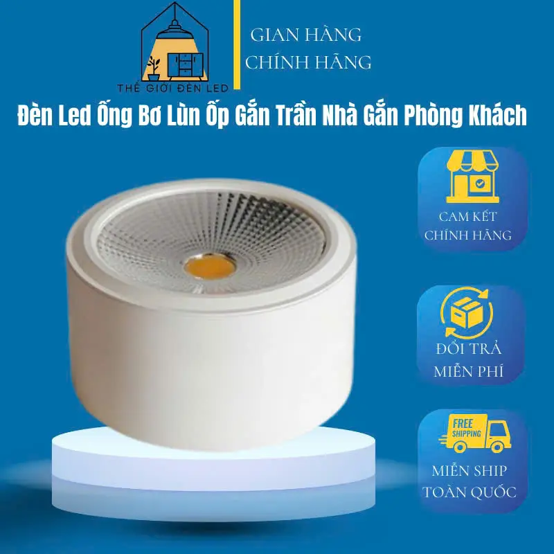 Đèn Led Ống Bơ Lùn Ốp Gắn Trần Nhà Gắn Phòng Khách Đèn Có 3 Chế Độ Đổi Màu