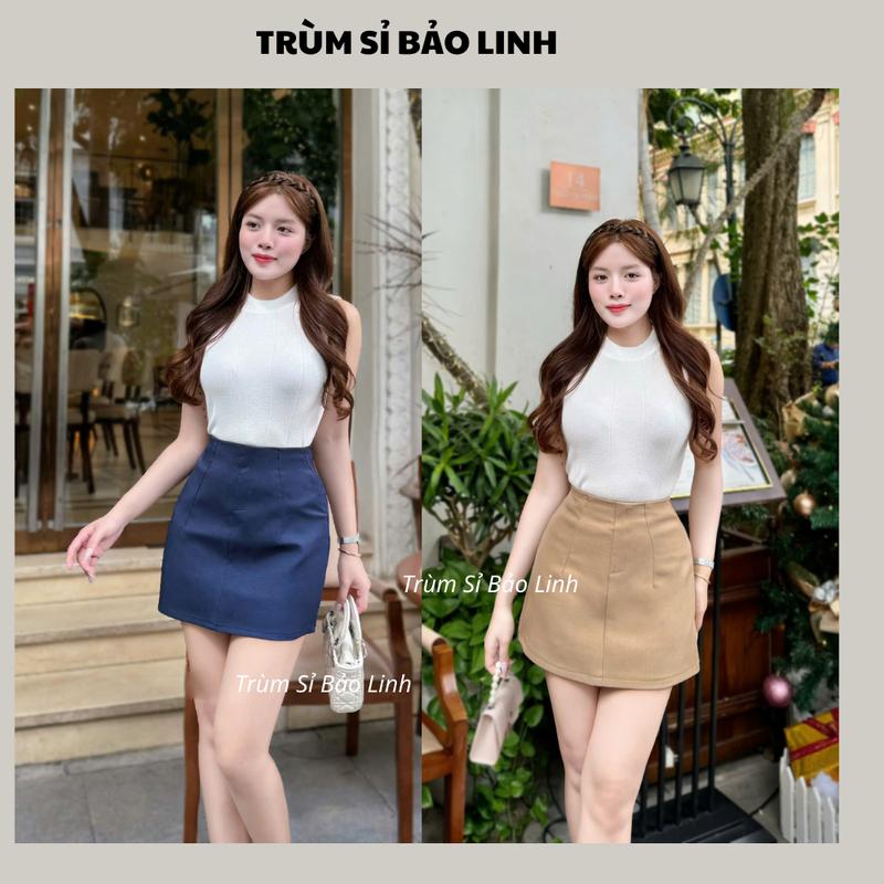 Chân Váy A Lưng Cao Hách Dáng Vải Gold Chống Nhăn Top Nữ Women CV544