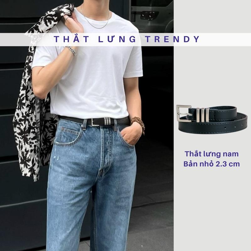 Thắt lưng nam nữ bản nhỏ thời trang Hàn Quốc 3 sọc TLN017 Trendy