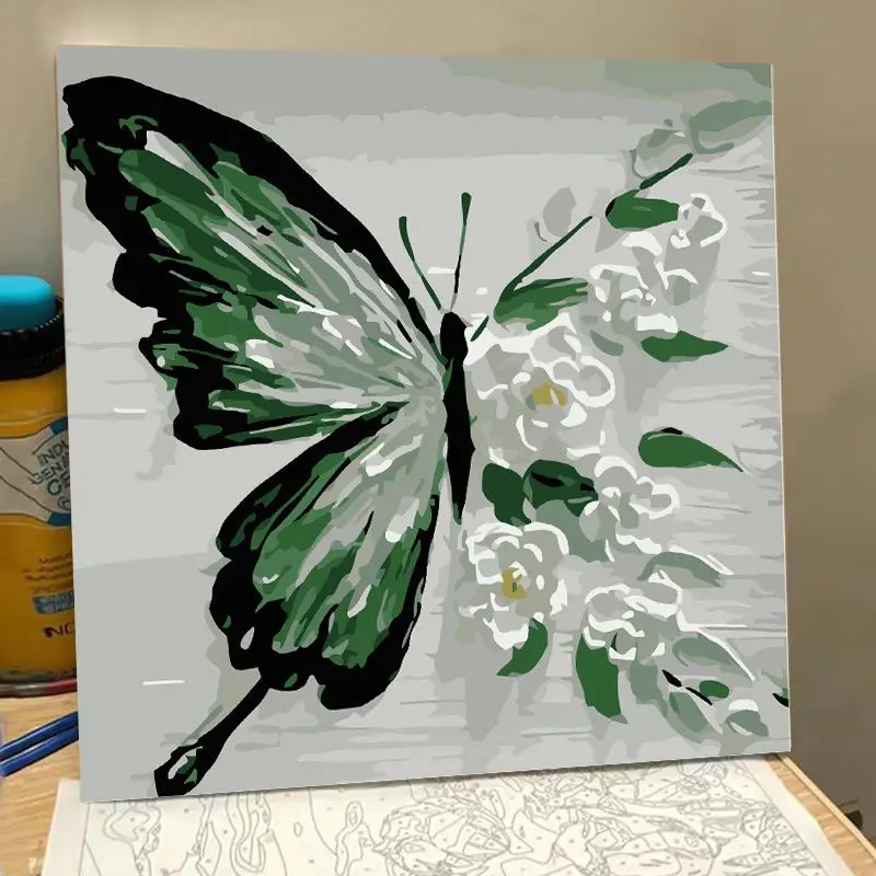[Hot Sale] Butterfly Flower Digital Oil Painting DIY Fillable Oil Painting Handmade Coloring Healing Stress Relief Graffiti Flower Decorative Painting