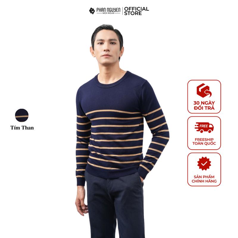 Áo len nam cổ tròn dài tay Phan Nguyễn, chất liệu thoáng khí, thấm hút tốt, không tích điện, giữ ấm cơ thể, nhẹ ALD.227 0