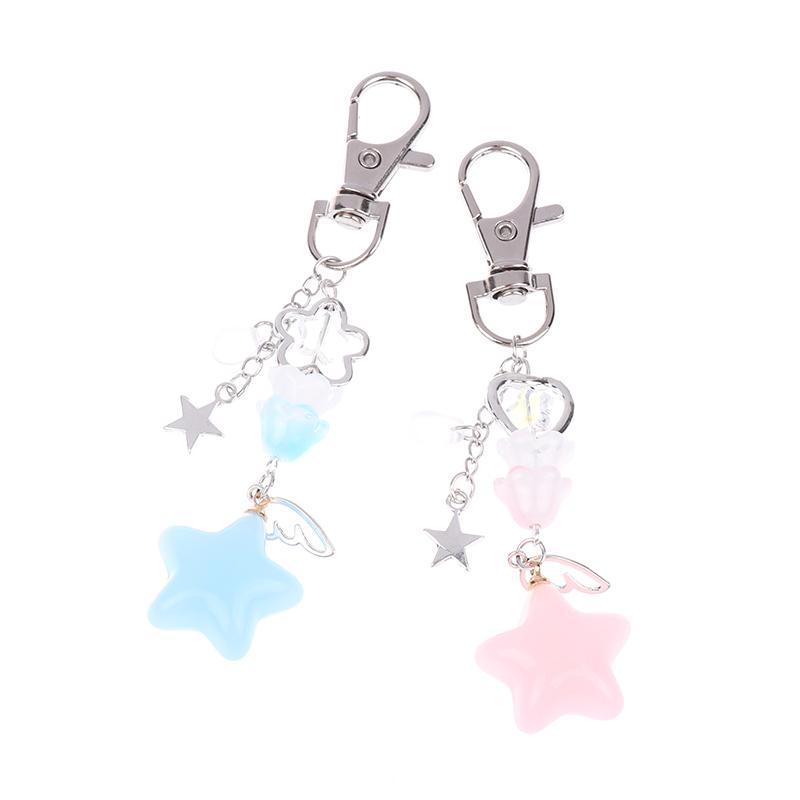 Product Introduction of Retro Cute Jelly Star Charm Keychain Handmade Pink And Blue Y2K Matching Keychain CCD Pendant Phone Chain 20