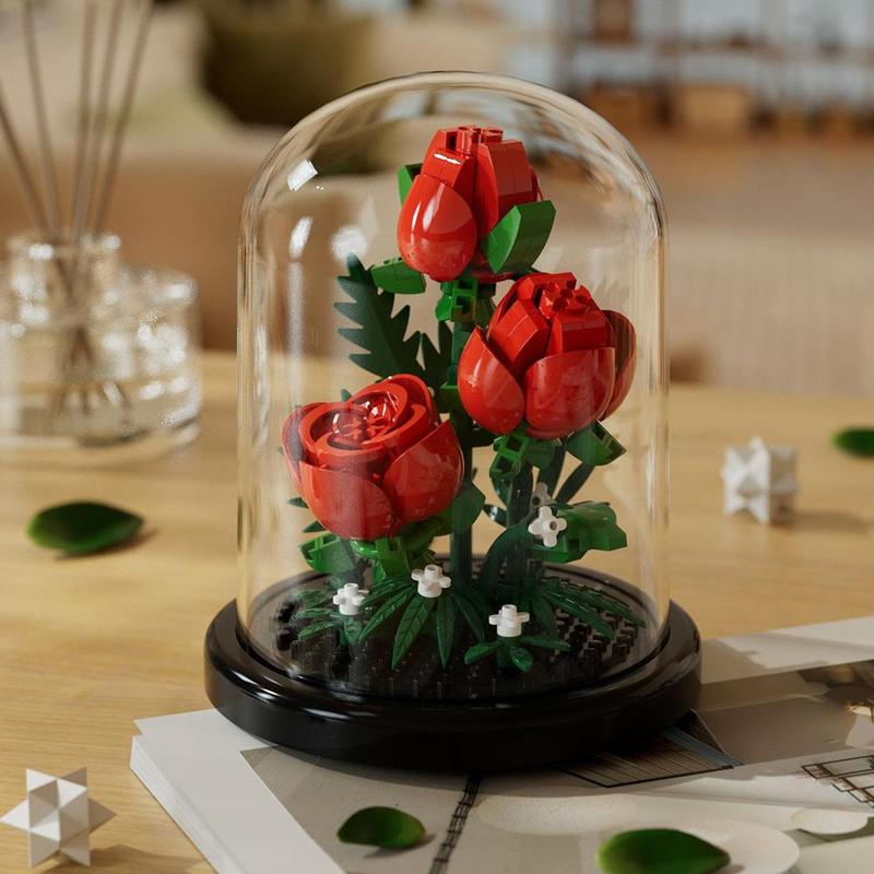 Product Introduction of 1 Set Plastic Building Blocks Flower Box Immortal Flowers Blocks Assembly Simulated Compatible F1N6 27