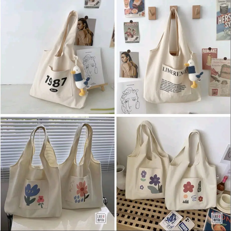 Totebag Kanvas Vintage Tas Tote Bag Big Kanvas Ori Tebal Kanvas Kanvas Kanvas