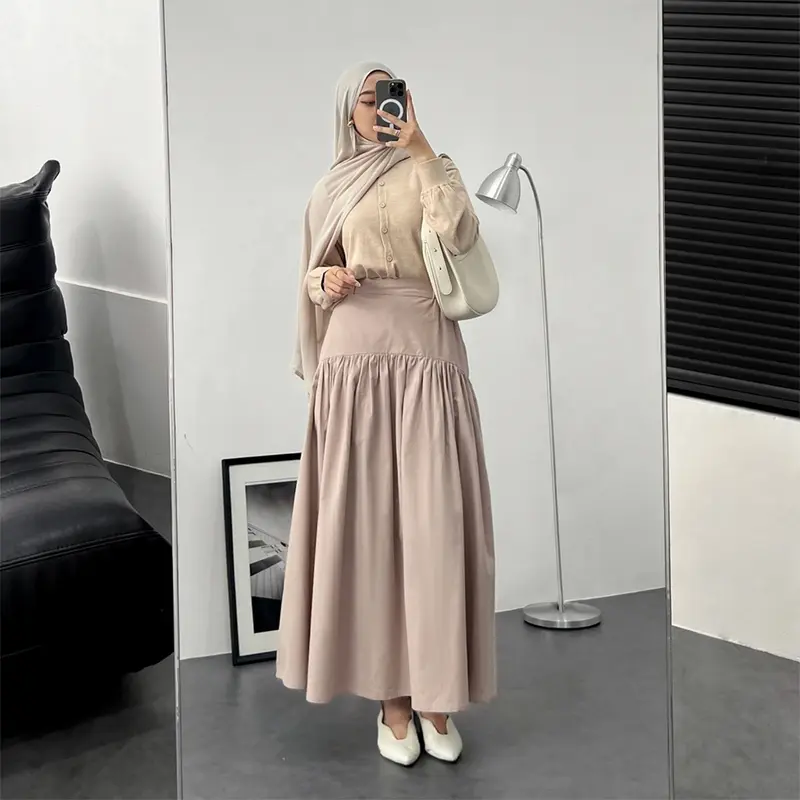 YEPPUOUTFIT - Nanda Skirt | Basic Bawahan Rok Wanita Panjang Muslim Adem Nyaman Girly Outfit Casual Hijab Style Katun Serut 3