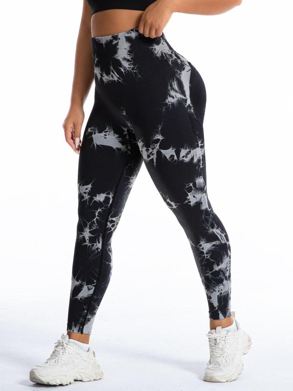 【Plus Size】Tie Dye Ruched Sports Tummy Control Leggings, High Stretch Yoga Leggings, Gym Clothes, Ladies Sportswear for Indoor Outdoor Wear, Leggings for Women, Legging Fitness, Yoga Pants, Workout Clothes Women 6