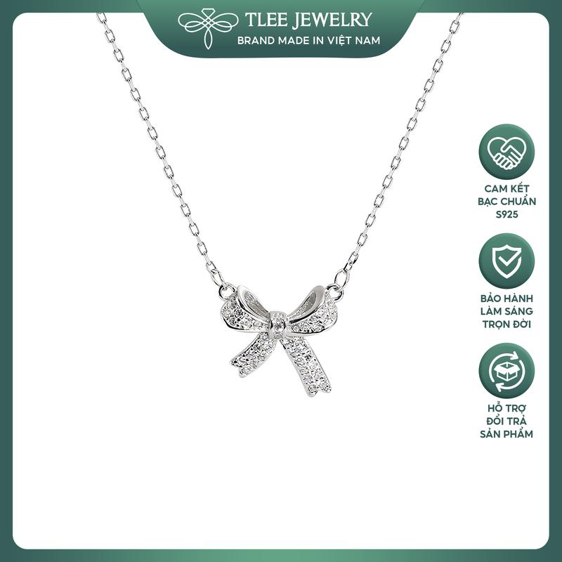 Dây chuyền bạc nữ TLEE nơ tiểu thư nạm đá cz cao cấp TLEE JEWELRY D0143