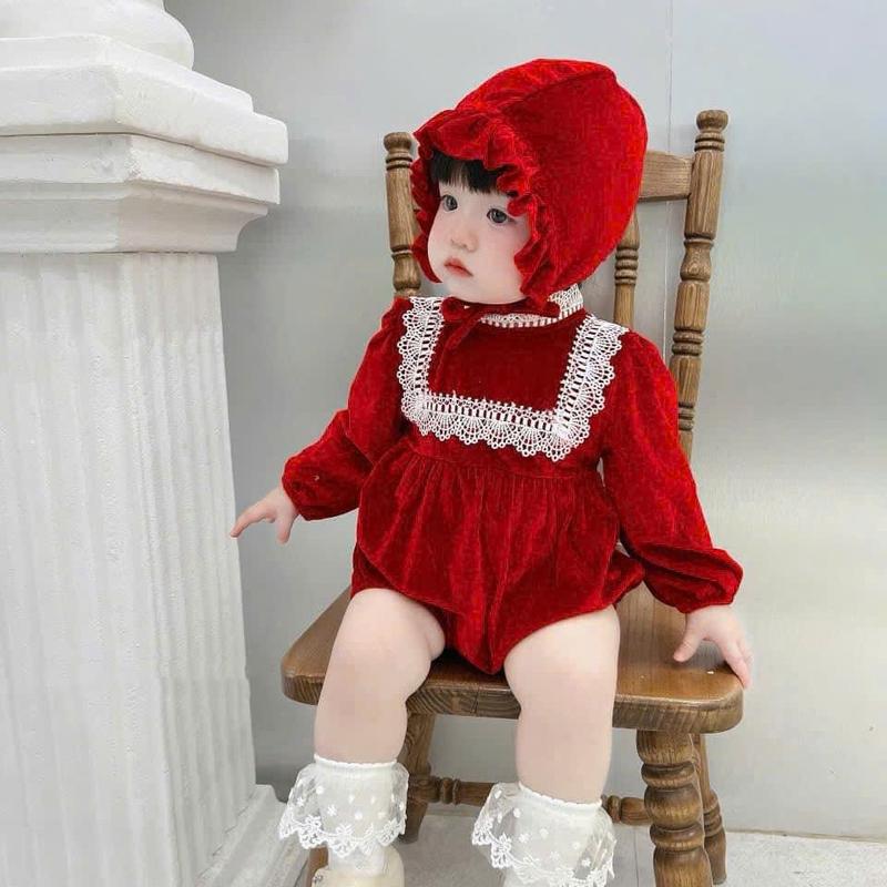  Bộ Body Dài Tay Bodysuit Áo Liền Quần Cho Bé Trai Bé Gái M28.11.24-1 Jumpsuit - Màu Đỏ 