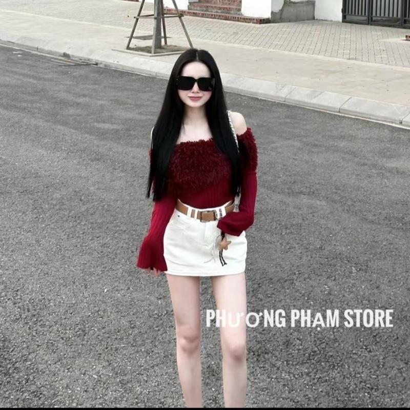 Chân váy bò kèm đai , kèm móc  sao cho nữ Women 1