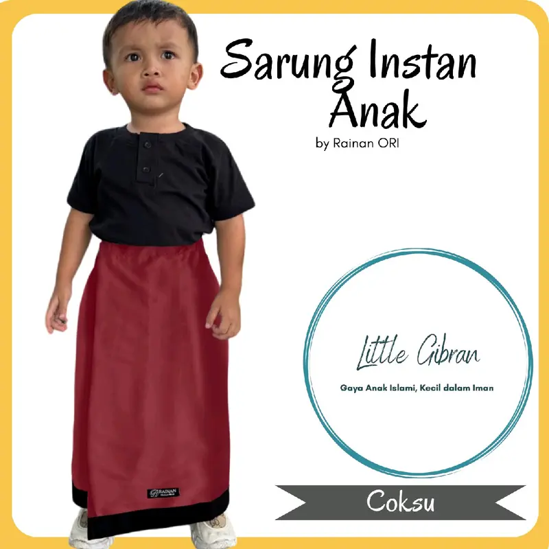 Little Gibran Sarung Instan Anak Laki Laki by Rainan ORI - Motif Printing Anak Sarung Ramadan Puasa Lebaran 7