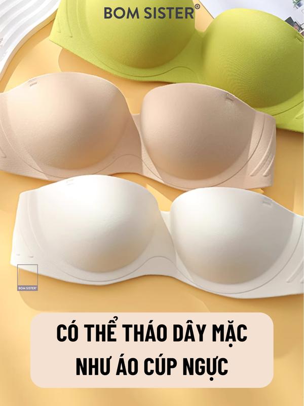 BOM Sister x Ngọc Trinh - Áo lót nữ không gọng cúp ngang, bra chất su cao cấp, mút nâng 1.9cm, thiết kế Women Summer 2024, A816 7