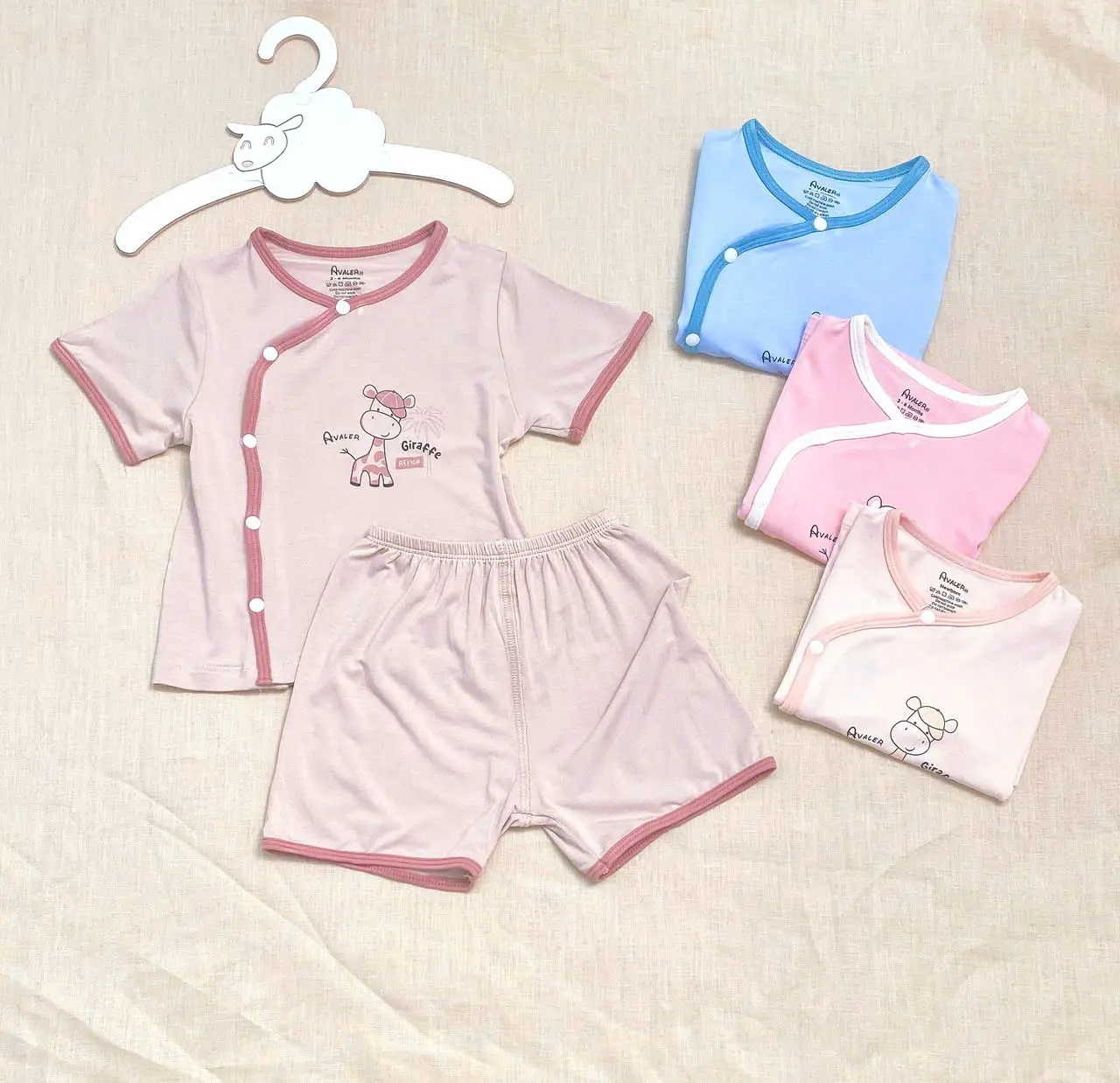 Bộ cài lệch cộc sợi tre cho trẻ từ 3-12 tháng