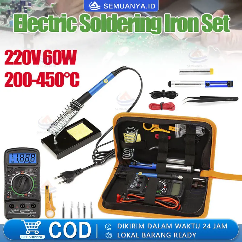 PAKET SOLDER LENGKAP 60 WATT DAN AKSESSORIS CEPAT PANAS SUHU BISA DIATUR Solder Listrik 1 Set 60 Watt Komplit Murah Bagus Berkualitas Cepat Panas Taffware Iron Adjustable Temperature 60W 15pcs 60 Watt 220v Solder Listrik Murah Paket Penyedot Penghisap Tim 0