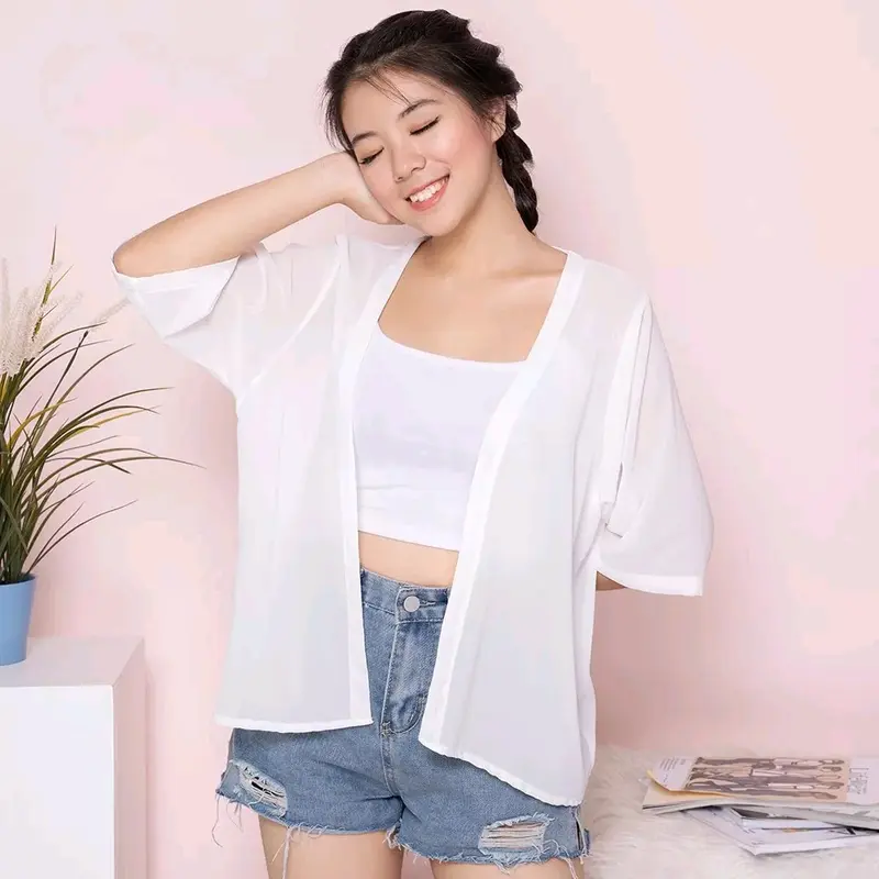Hana Outer Fashion Atasan Cardigan Wanita Polos Terbaru Lucia Basic Baju Model Korea Sytle Panjang Pita Oversize Top Blazer Casual Hanya Boleh Dicuci Dengan Tangan Yellow Kimono 6