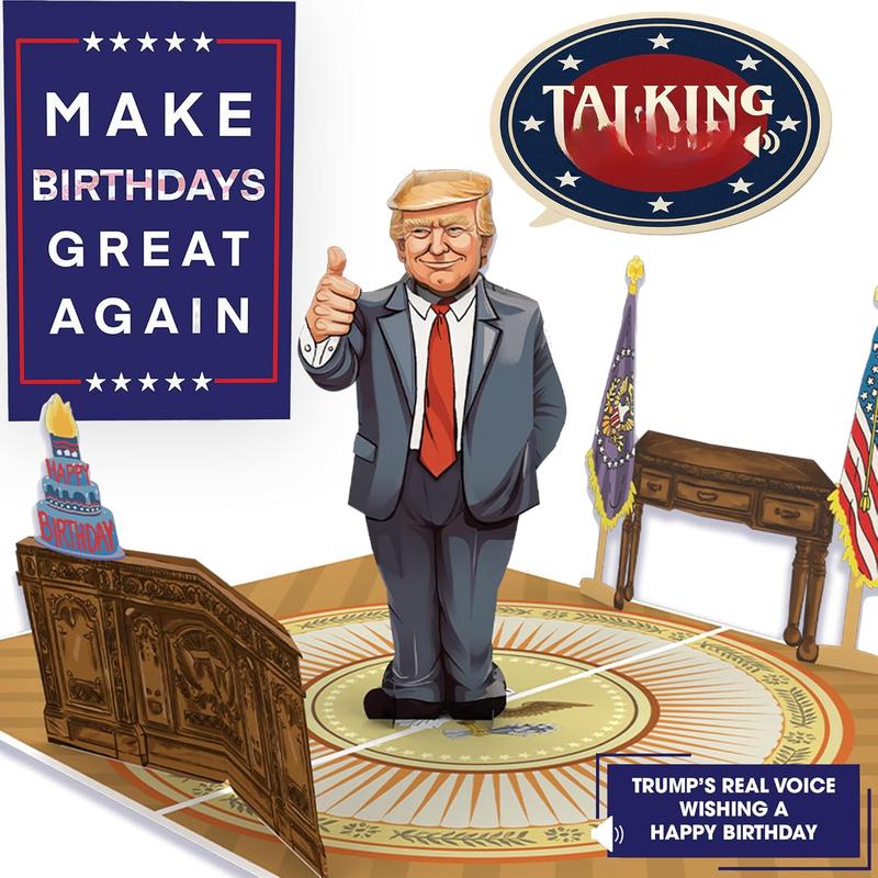 Donald Trump Birthday Card | Up Card with 3D Trumps Real Voice in Oval ...