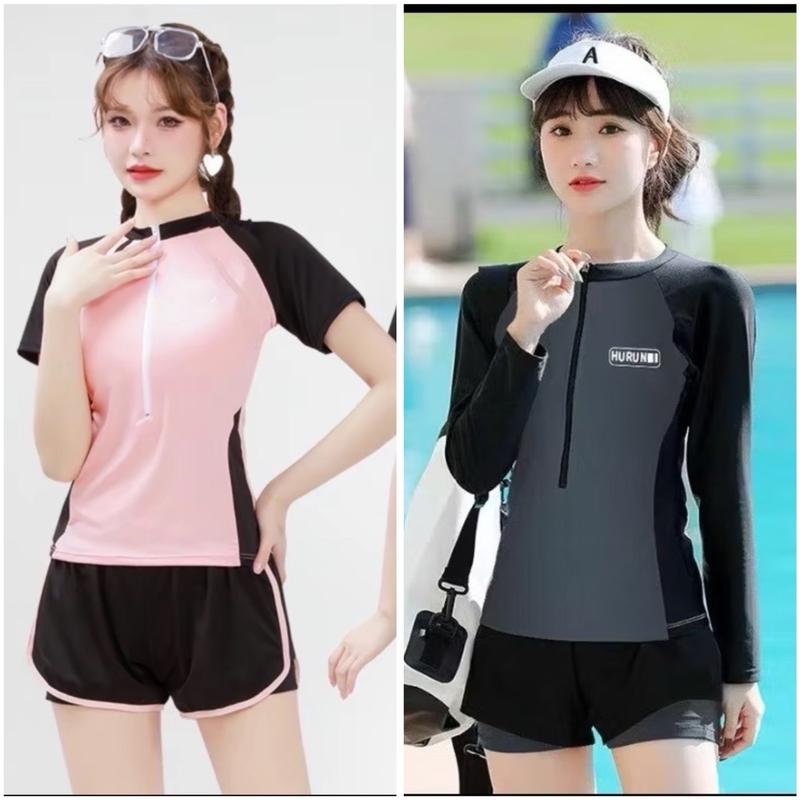 Bikini đi biển có tay chống nắng - Đồ bơi nữ tay ngắn tay dài quần 2 lớp kín đáo-shop BIKINI 360