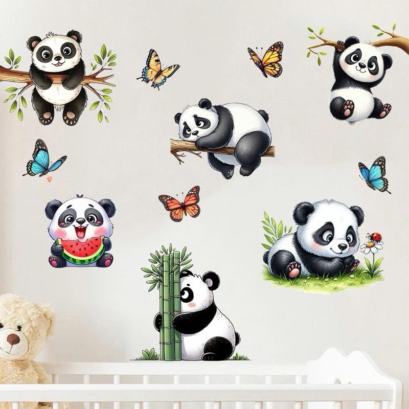  Decal dán tường Rời từng hình ,sẵn keo mẫu Gấu Trúc cute decor dán tường  dán kính cho bé phòng ngủ 