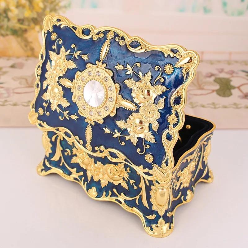 Product Introduction of European retro jewelry box metal enamel color creative ring necklace earrings storage box knot marriage gift 5