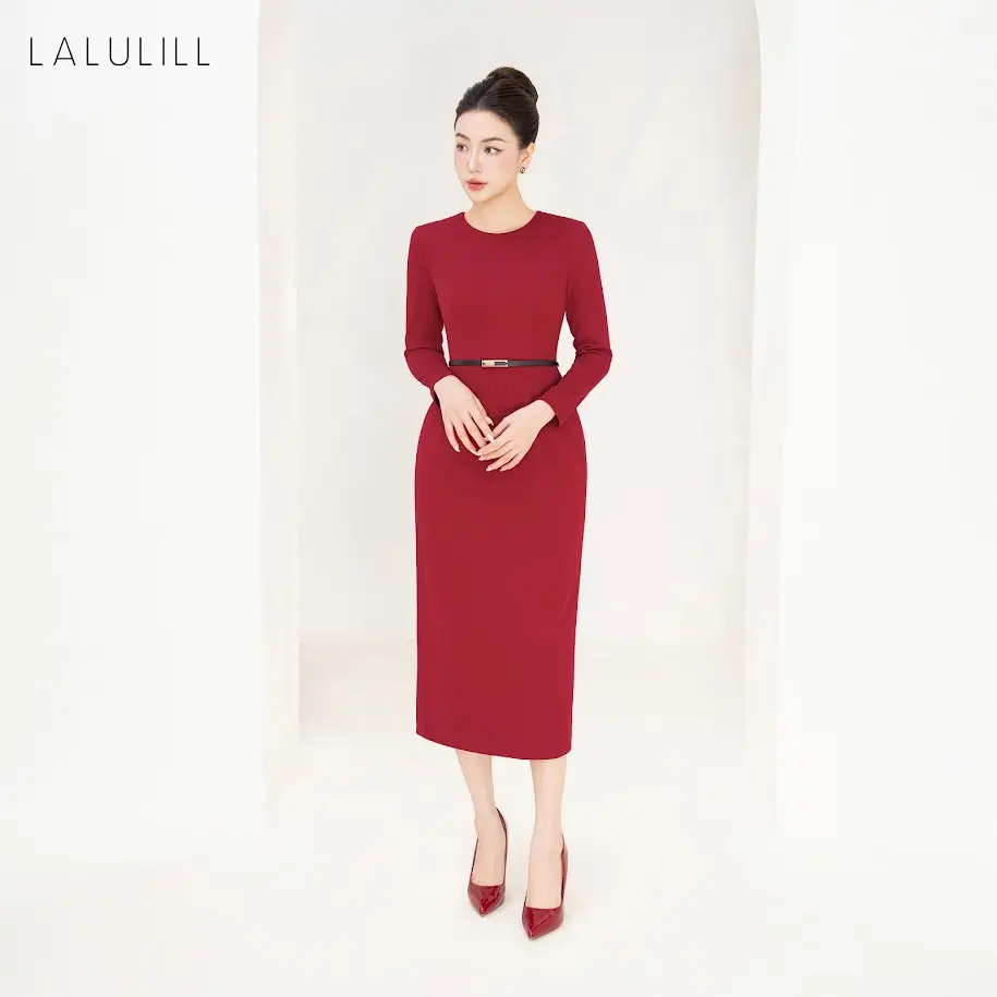 LALULILL Đầm liền dáng ôm đứng len tăm - LDL24490