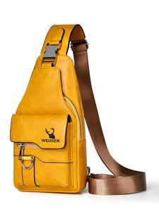 Men's Solid Color Zipper Chest Bag for Gift, Casual Pu Leather Phone Bag for Business Commute, Male Simple All-match Bag for Daily and Party Wear