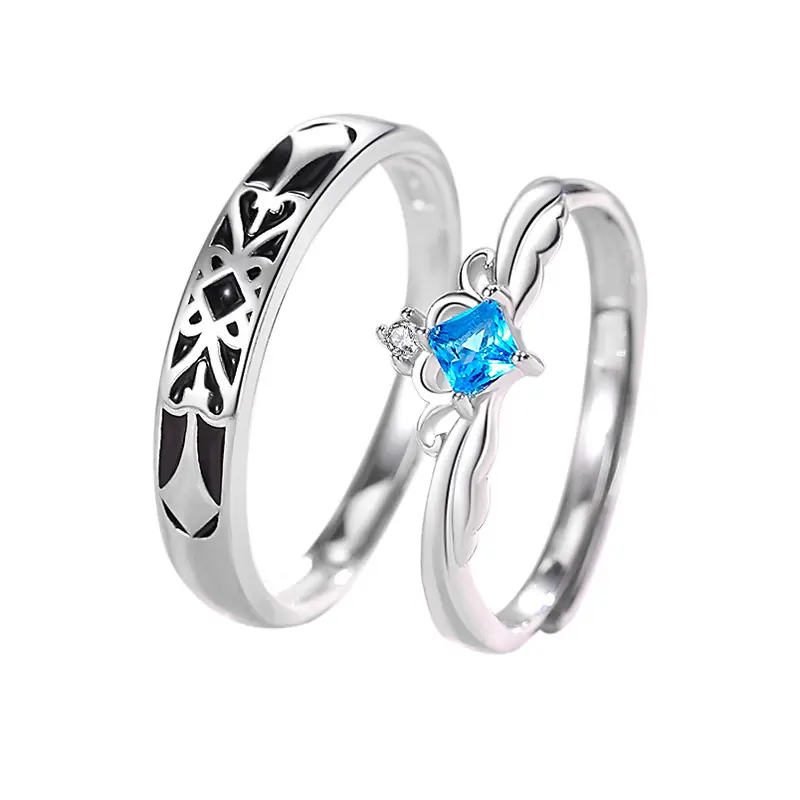 Princess and Knight S925 Sterling Silver Couple Ring
