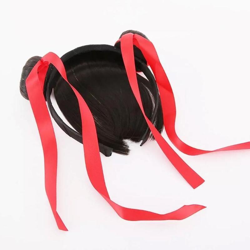 Product Introduction of 1 Pc Synthetic Hairpiece Cosplay Nezha Hair Bun Children Festival Party Headwear Headband Wig China TV Role Nezha Cosplay Costumes Accessories 11