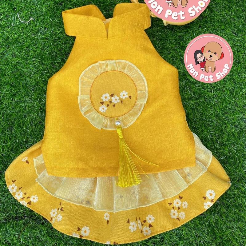 Váy Tết Tafa nhũ phối tơ cho thú cưng 1