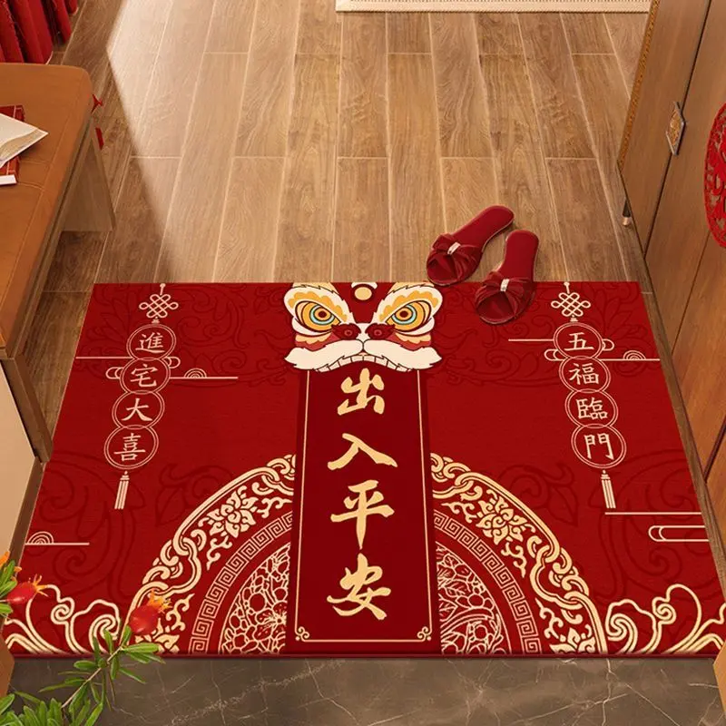 Tikar Pintu Masuk, Isi Rumah, Tikar Pintu Gaya Cina Perayaan Merah, Sesuai untuk Ruang Tamu, 2024