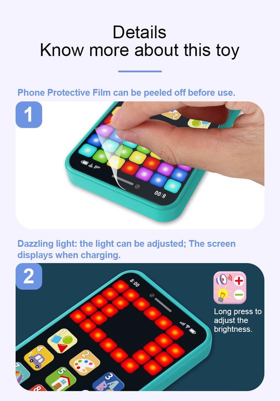 Product Introduction of Pembelajaran Bahasa Inggeris, Merentas Sempadan, Pendidikan Awal Pintar, Pendidikan Cahaya, Pelbagai Fungsi, Mainan Pengecasan Pencerahan Kanak-kanak, Simulasi Skrin, untuk Kegunaan Telefon Bimbit, Sesuai untuk Pendidikan Awal 7