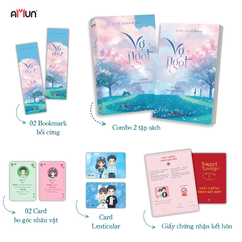 Sách - Vợ ngọt - Full quà Bookmark, postcard , giấy kết hôn - Truyện  ngôn tình - Giảo Xuân Bính 0